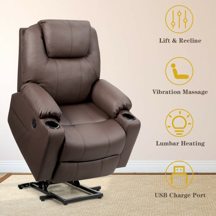 Electric Power Lift Multifunction Electric Massage Recliner Sofa with Pockets and Cup Holders