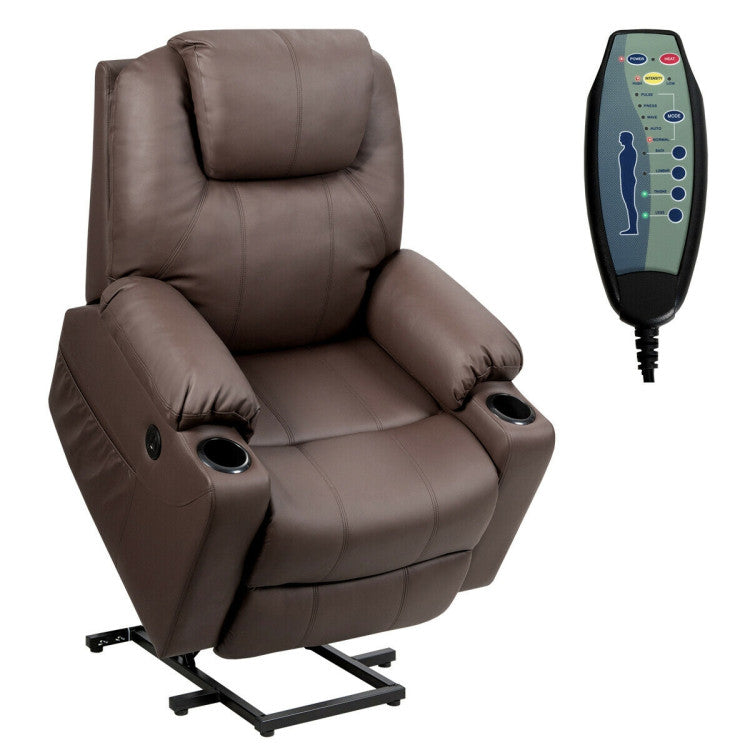 Electric Power Lift Multifunction Electric Massage Recliner Sofa with Pockets and Cup Holders