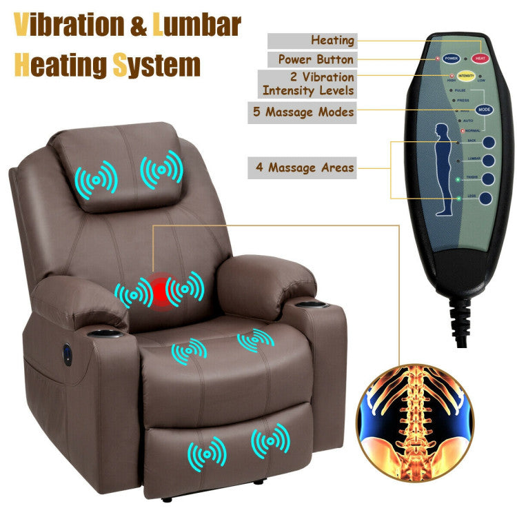 Electric Power Lift Multifunction Electric Massage Recliner Sofa with Pockets and Cup Holders