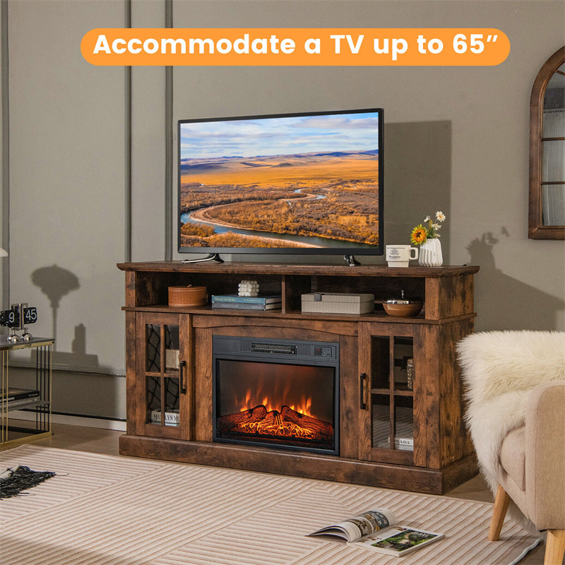 58" Electric Fireplace TV Stand for TVs up to 65", Modern Media Console with 23" Fireplace Insert & Remote Control