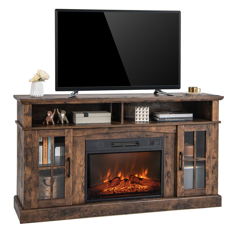 58" Electric Fireplace TV Stand for TVs up to 65", Modern Media Console with 23" Fireplace Insert & Remote Control