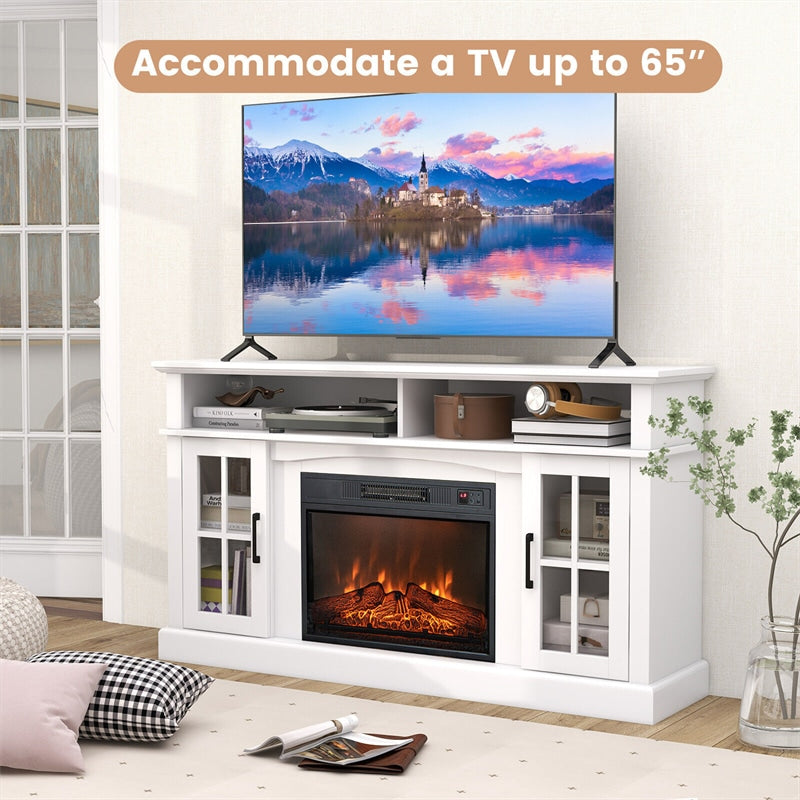 58" Electric Fireplace TV Stand for TVs up to 65", Modern Media Console with 23" Fireplace Insert & Remote Control