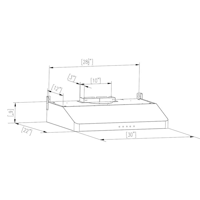 Empava 30" 500 CFM Ultra Slim Ducted Under Cabinet Range Hood, EMPV-30RH11