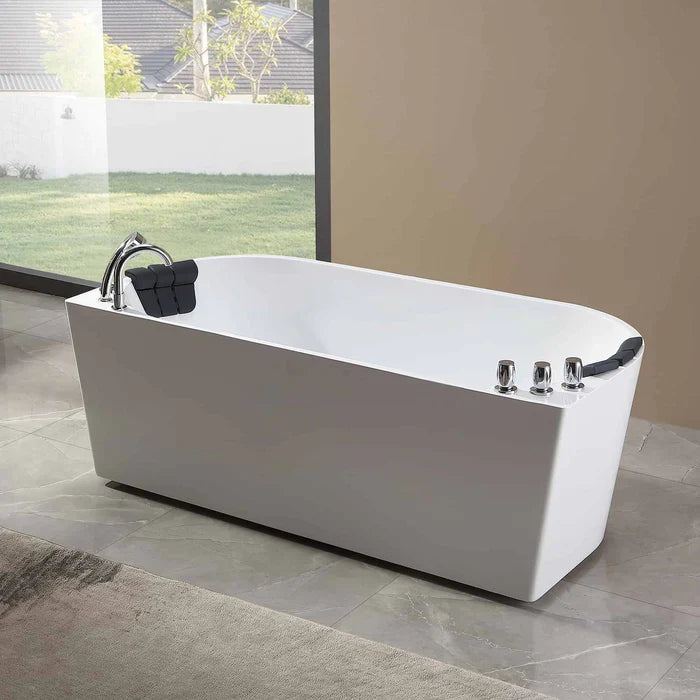 Empava 59" Whirlpool Hydromassage Alcove Bathtub with Faucet, EMPV-59AIS06