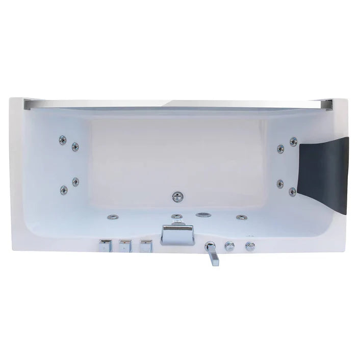 Empava 59" Modern Alcove Whirlpool Bathtub with Faucet and LED Lights, EMPV-59JT408LED