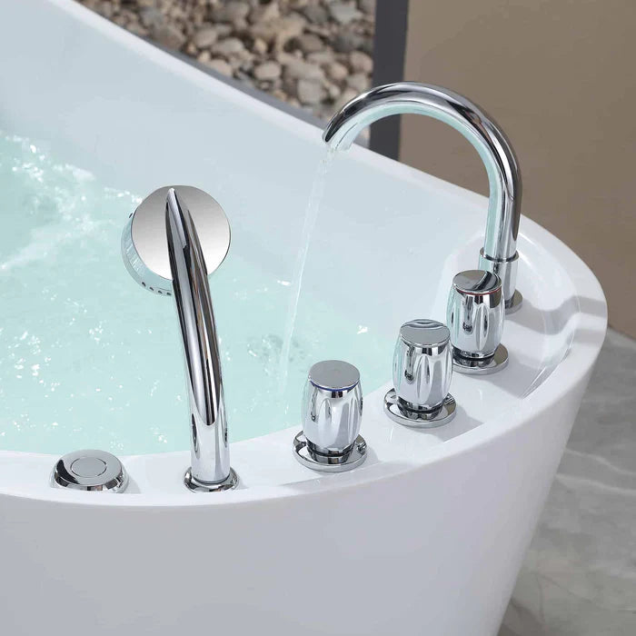 Empava 67" Freestanding Oval Whirlpool Bathtub with Faucet, EMPV-67AIS09