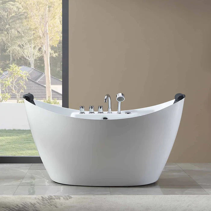 Empava 67" Freestanding Hourglass Whirlpool Bathtub with Faucet, EMPV-67AIS10