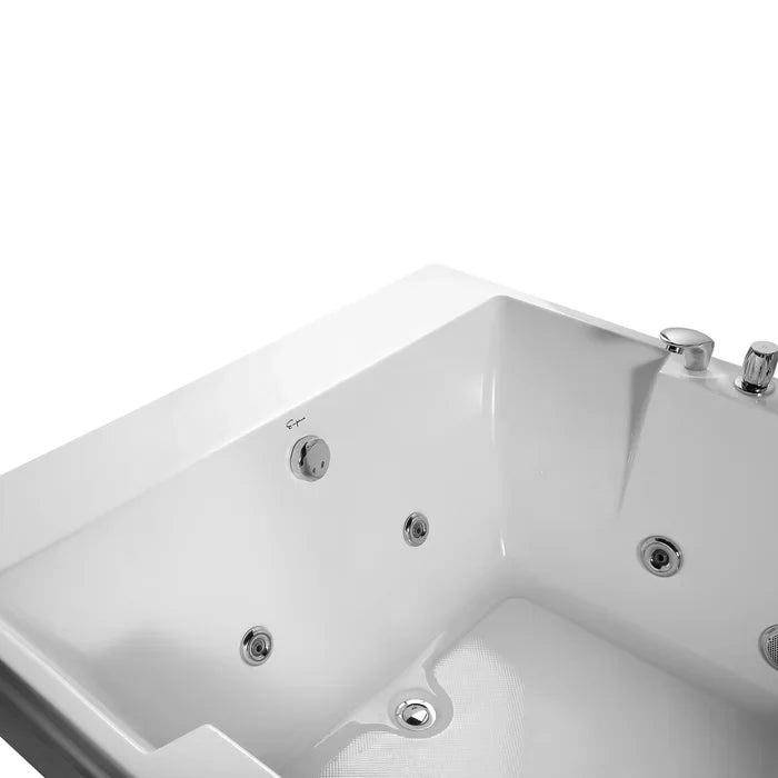 Empava 72" Modern Whirlpool Alcove Bathtub with Faucet and LED Lights, EMPV-72JT367LED