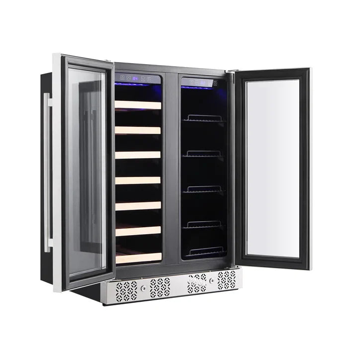 Empava 24" 20 Bottle and 78 Can Dual Zone Wine Cooler & Beverage Fridge, EMPV-BR03D