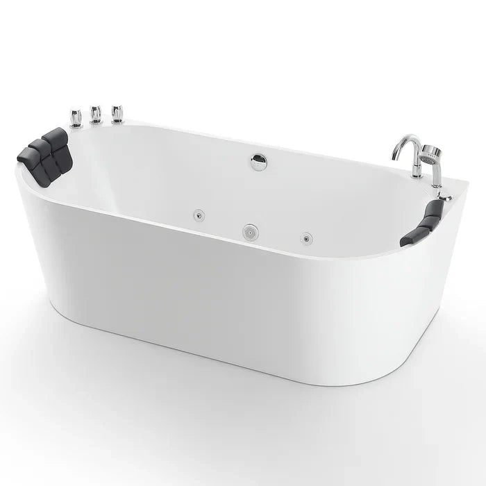 Empava 71" Freestanding Oval Whirlpool Bathtub with Faucet, EMPV-71AIS08