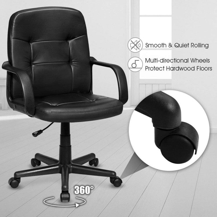 Ergonomic Conference Chair with 360-Degree Wheels for Office and Home