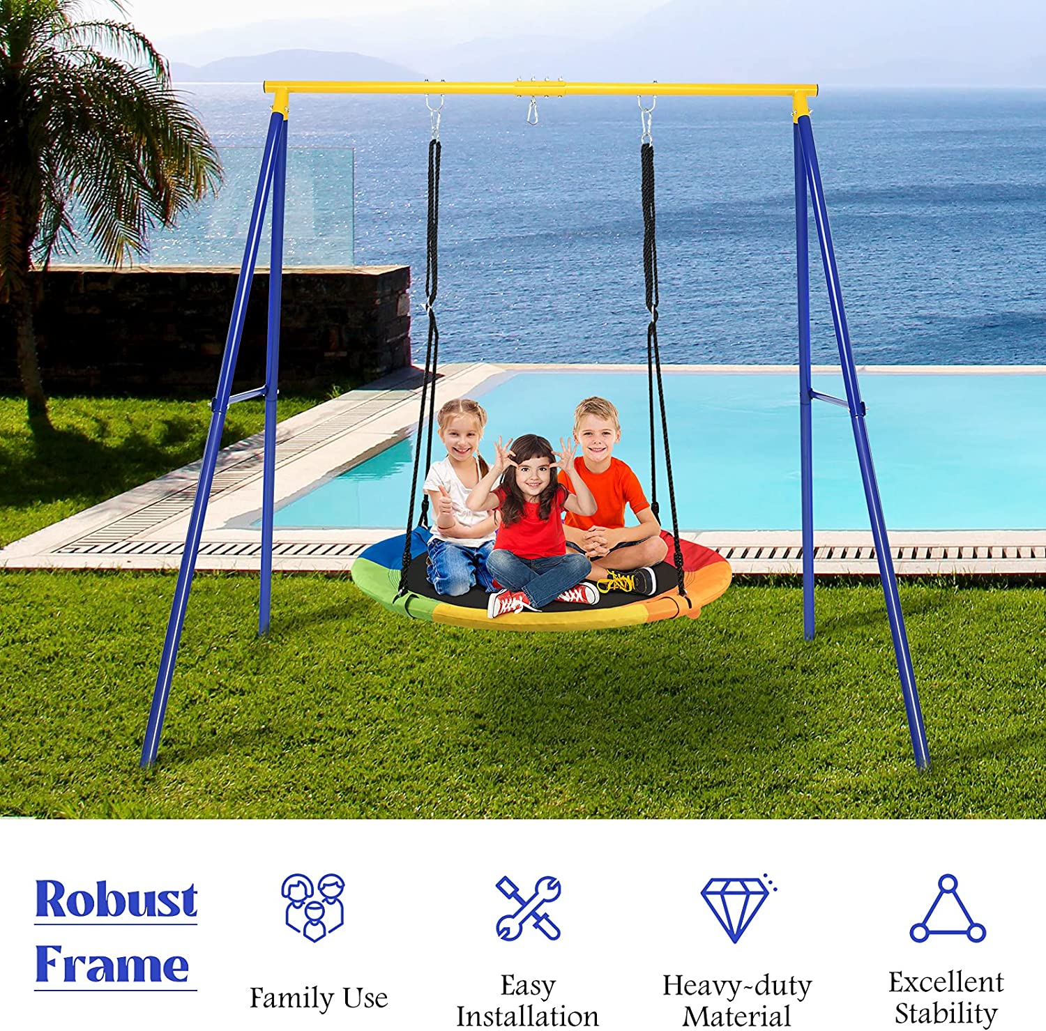 Extra Large Heavy Duty Metal Swing Stand for Kids Outdoor