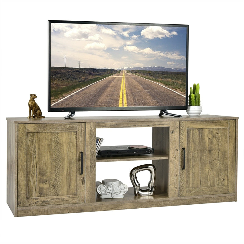 Farmhouse Electric Fireplace TV Stand Entertainment Center with Double Barn Doors & Storage Cabinets for TVs up to 65 Inch