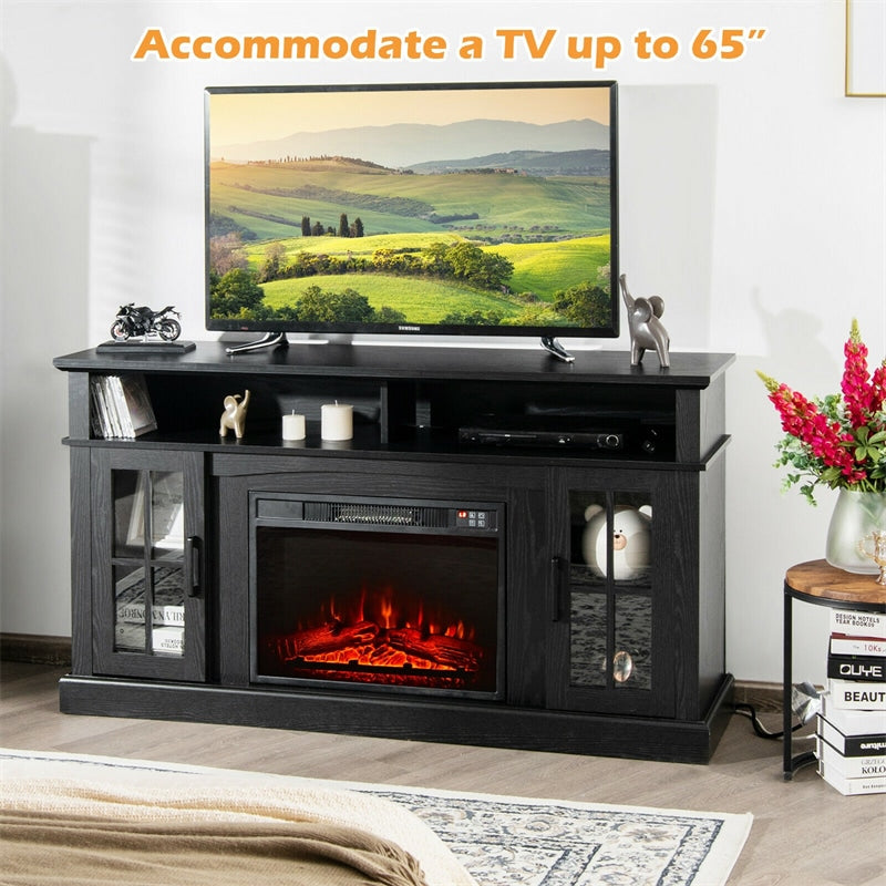 58" Electric Fireplace TV Stand for TVs up to 65", Modern Media Console with 23" Fireplace Insert & Remote Control