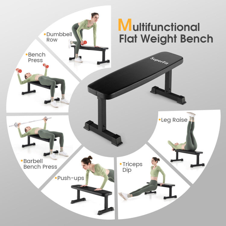 Flat Weight Bench 660 LBS Heavy Duty Strength Training Bench for Home and Gym