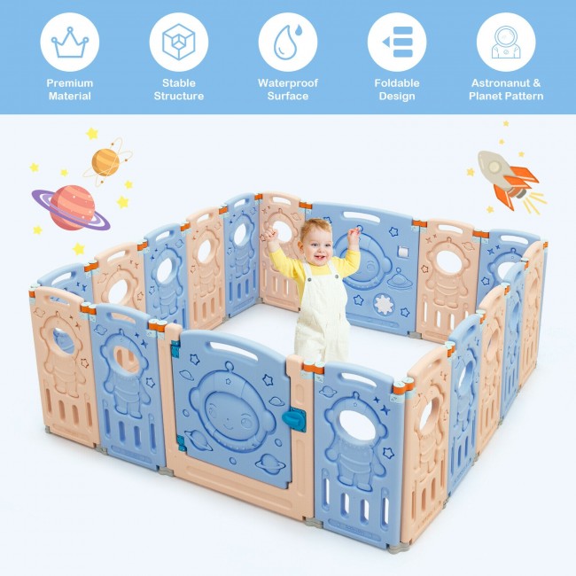 Foldable Baby Playpen Kids Activity Fence with Lockable Door