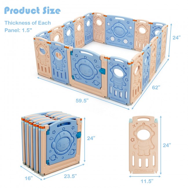 Foldable Baby Playpen Kids Activity Fence with Lockable Door