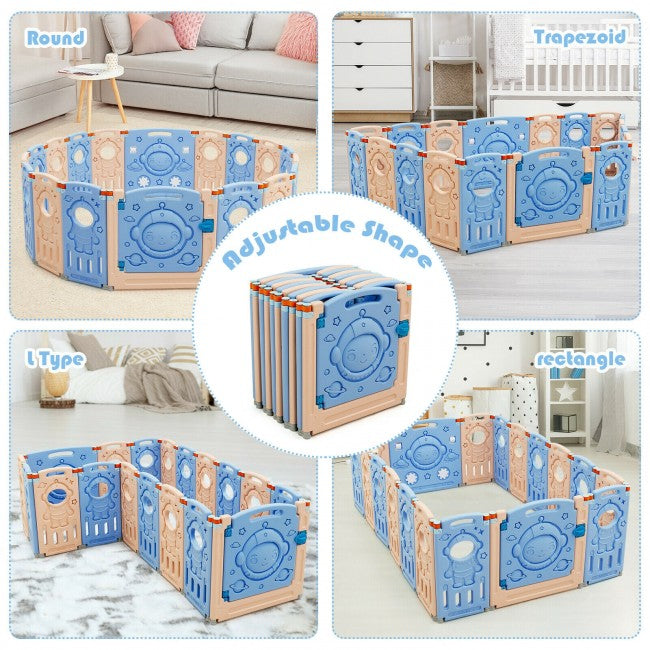 Foldable Baby Playpen Kids Activity Fence with Lockable Door