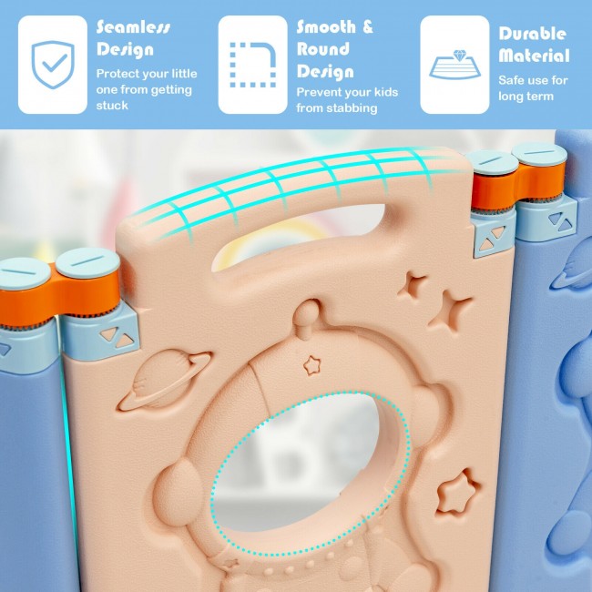 Foldable Baby Playpen Kids Activity Fence with Lockable Door