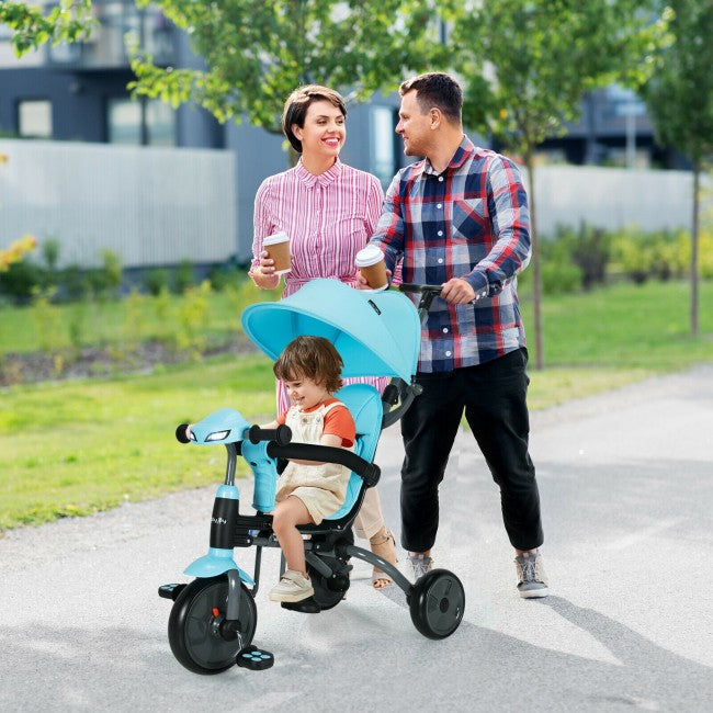 6-in-1 Foldable Baby Tricycle Toddler Stroller with Adjustable Handle and Canopy