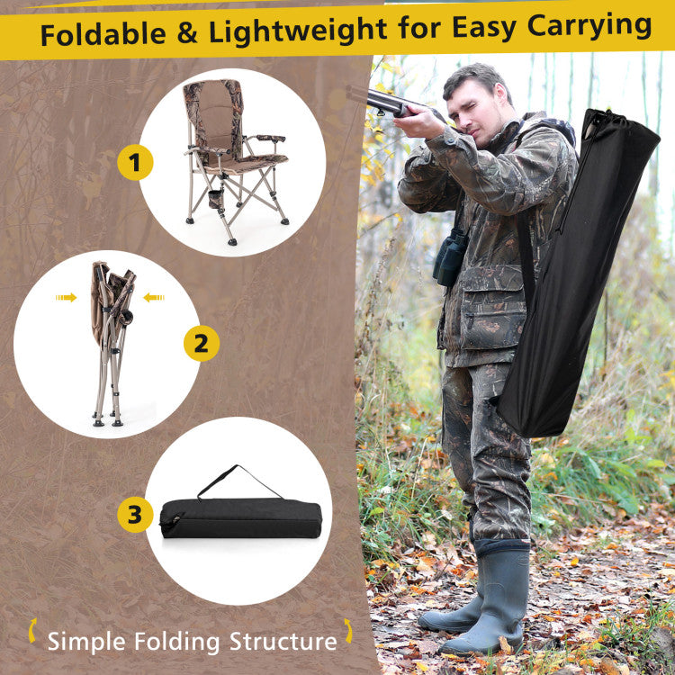 Foldable Camping Chair with 400 LBS Metal Frame and Anti-Slip Feet