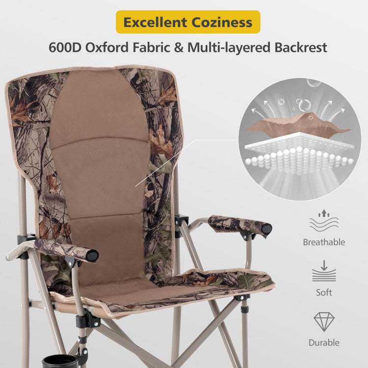 Foldable Camping Chair with 400 LBS Metal Frame and Anti-Slip Feet