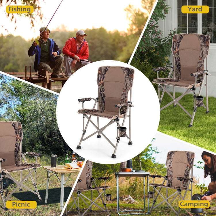 Foldable Camping Chair with 400 LBS Metal Frame and Anti-Slip Feet