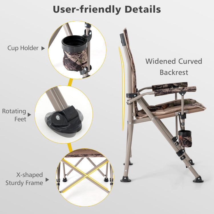 Foldable Camping Chair with 400 LBS Metal Frame and Anti-Slip Feet