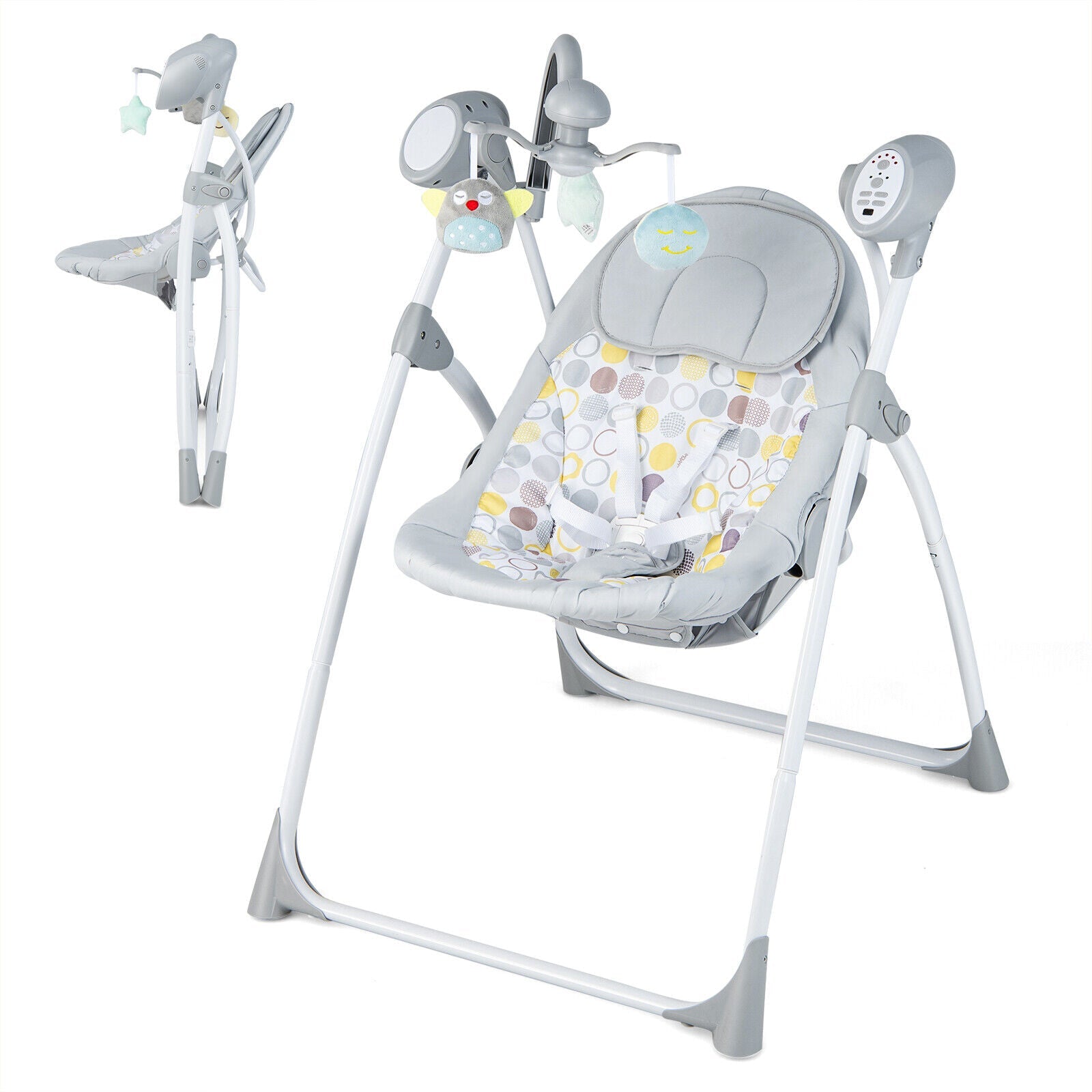 Foldable & Portable Electric Baby Rocking Chair with Adjustable Backrest
