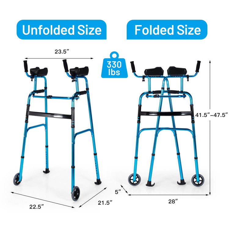 Foldable Rollator Lightweight Aluminum Alloy Rehabilitation Walker for  Elderly with Adjustable Height