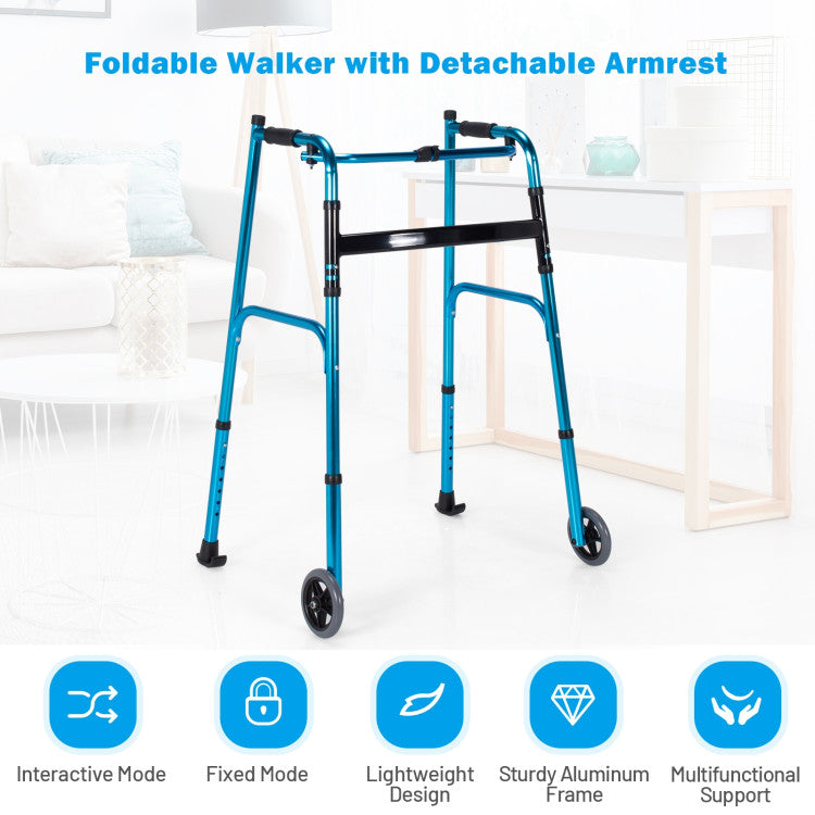 Foldable Rollator Lightweight Aluminum Alloy Rehabilitation Walker for  Elderly with Adjustable Height