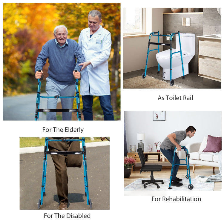 Foldable Rollator Lightweight Aluminum Alloy Rehabilitation Walker for  Elderly with Adjustable Height