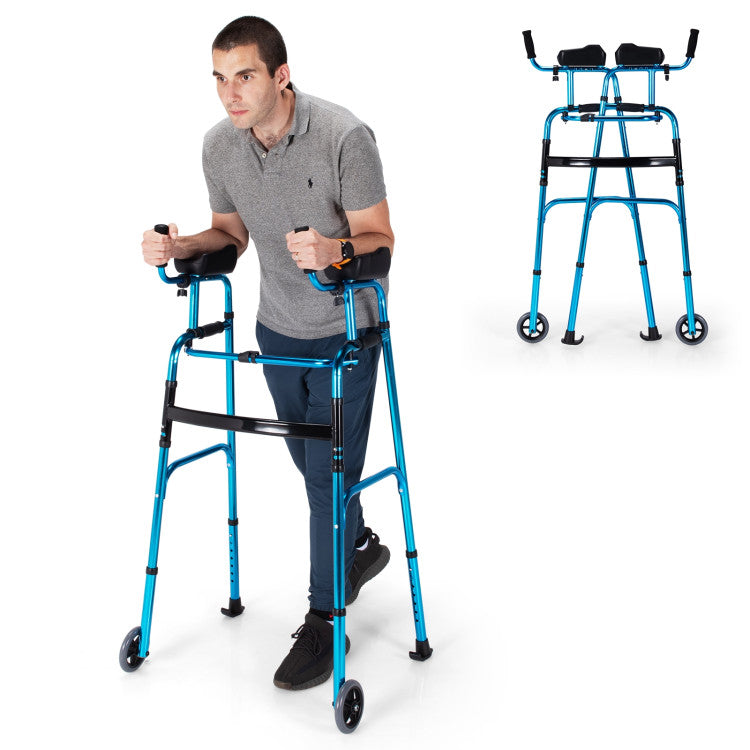 Foldable Rollator Lightweight Aluminum Alloy Rehabilitation Walker for  Elderly with Adjustable Height