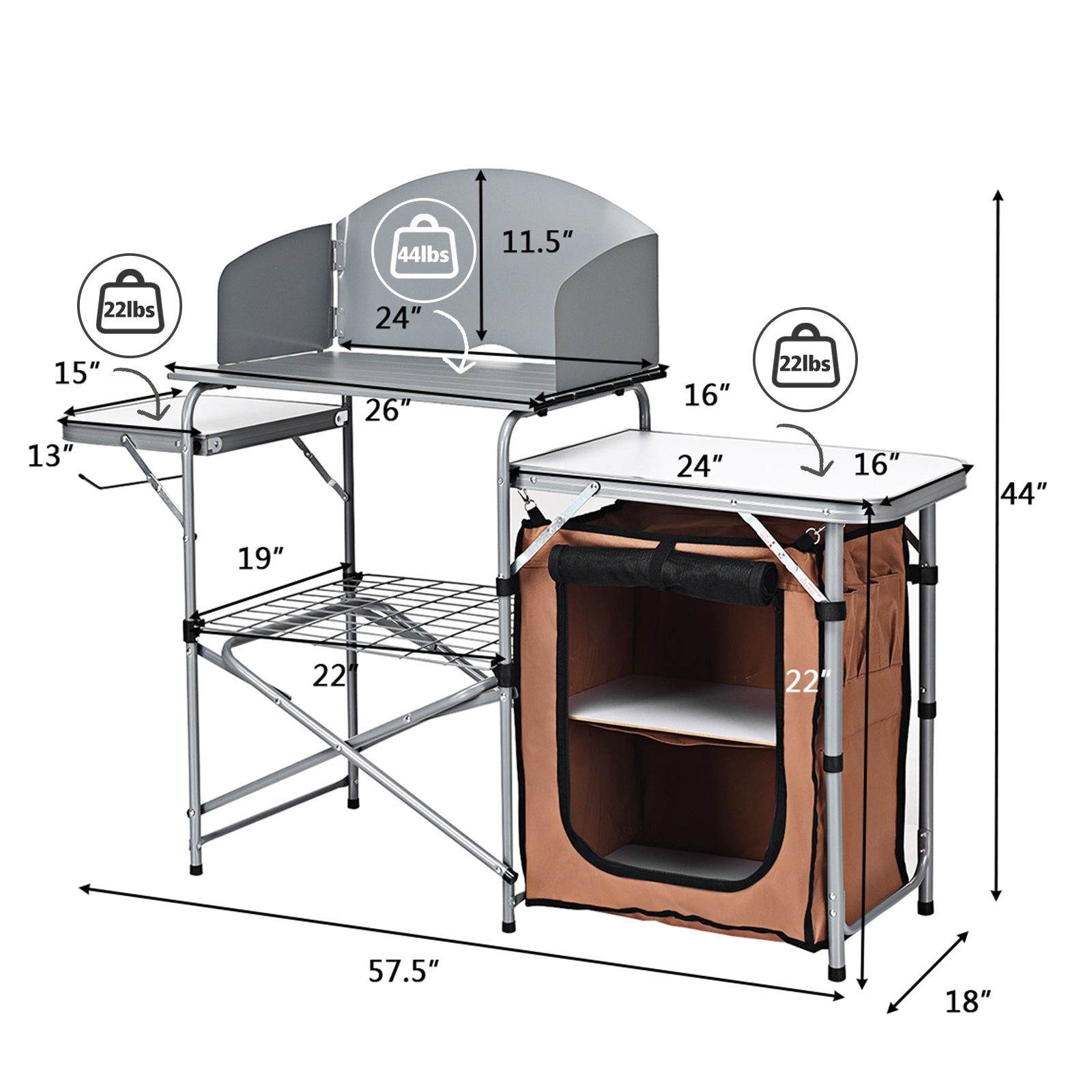 Foldable Outdoor BBQ Portable Grilling Table with Windscreen Bag for Camping and Party