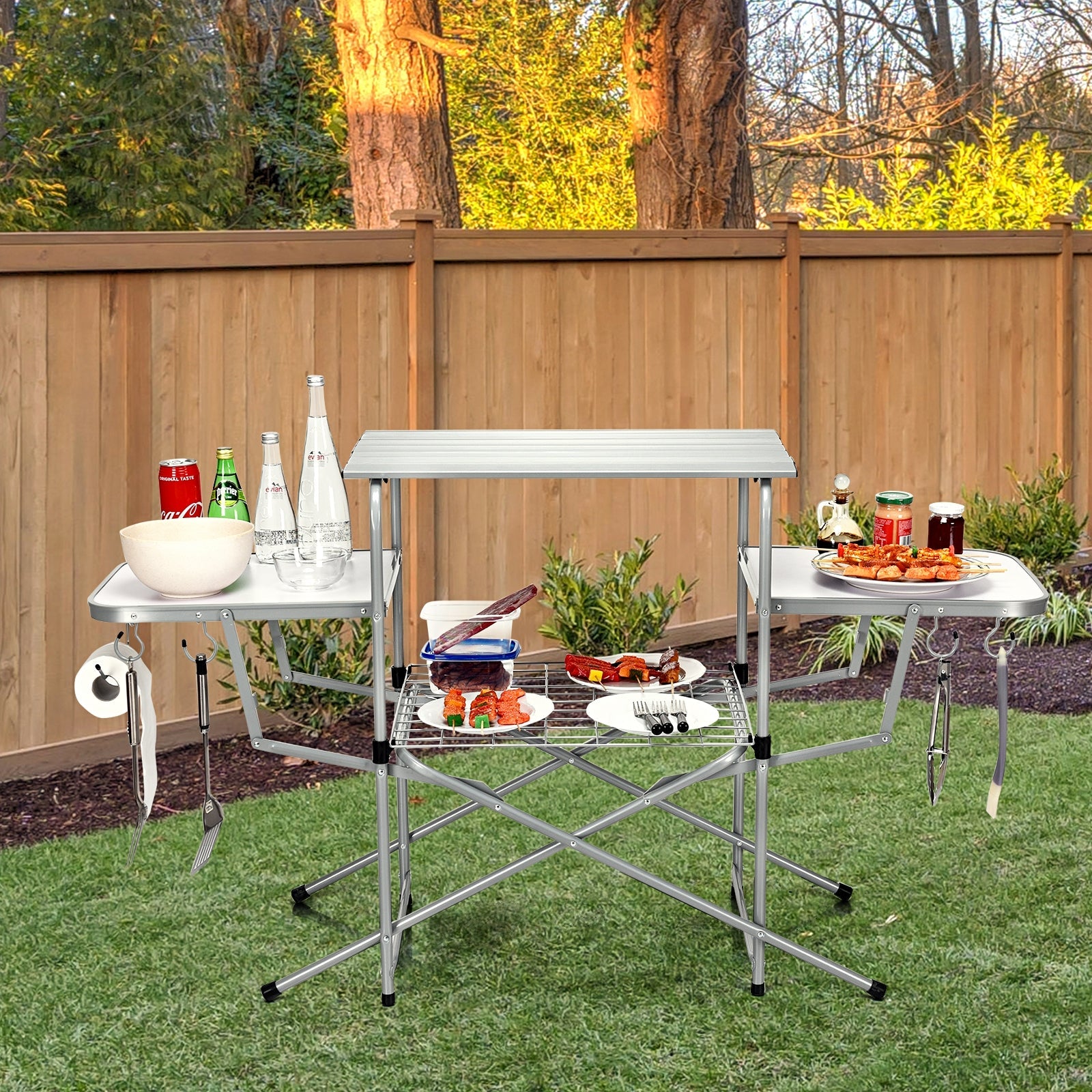 Foldable Outdoor BBQ Table Grilling Stand  for Picnic Camping