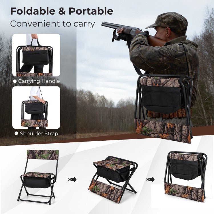 Foldable Patio Chair with Storage Pocket for Camping and Hiking