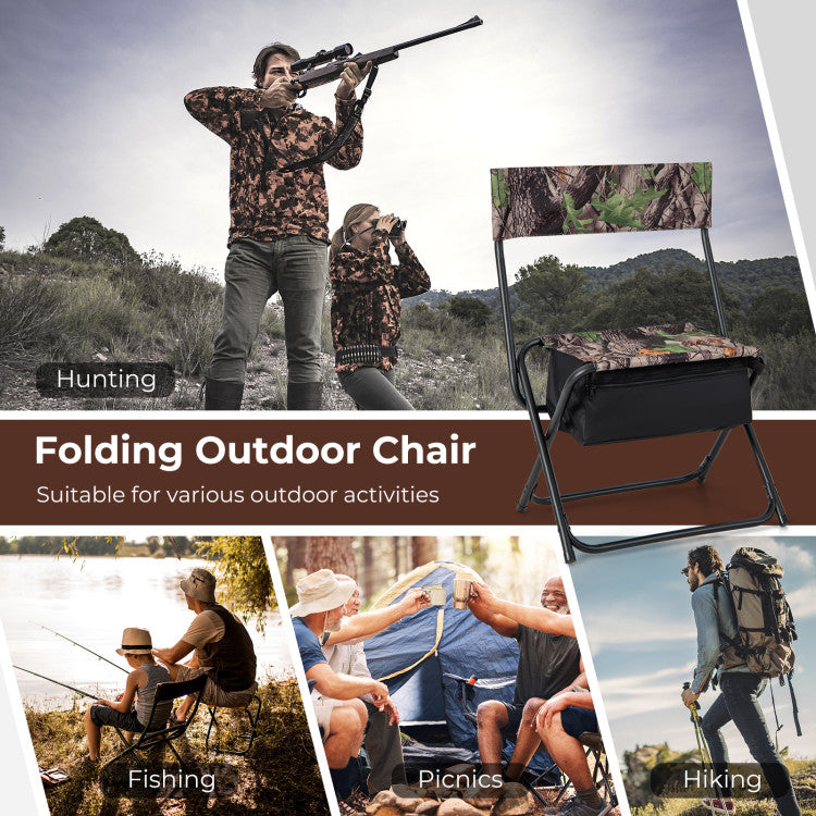 Foldable Patio Chair with Storage Pocket for Camping and Hiking