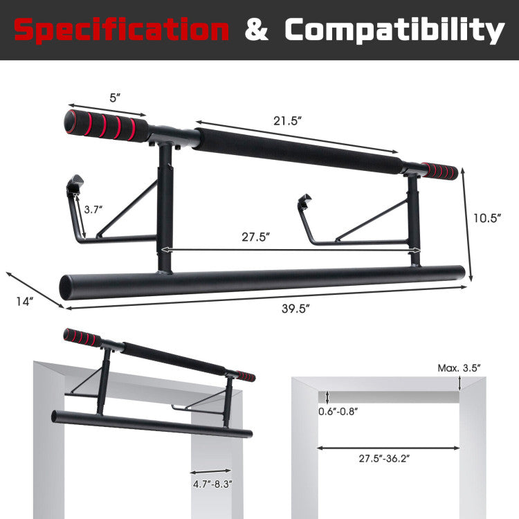 Foldable Strength Training Pull-up Bar for Doorway No Screw