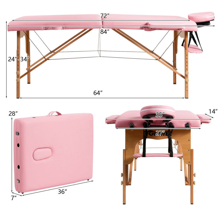 Foldable and Adjustable Facial Spa Bed with Carry Bag