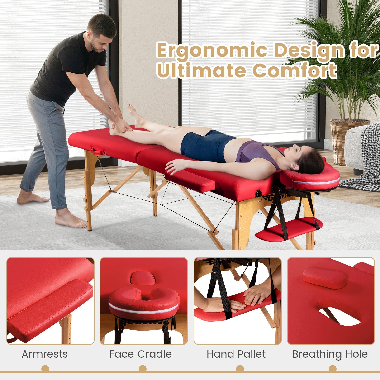 Foldable and Adjustable Facial Spa Bed with Carry Bag