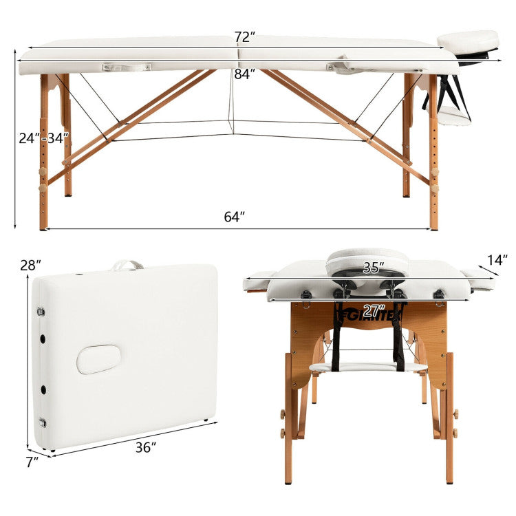 Foldable and Adjustable Facial Spa Bed with Carry Bag