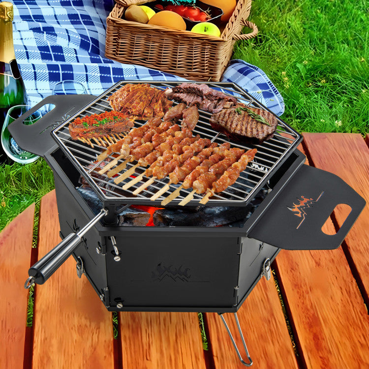 Foldable and Rotatable Charcoal Grill Stove for Camping