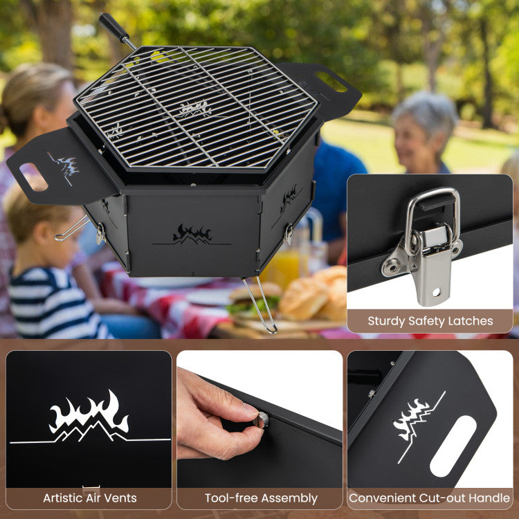 Foldable and Rotatable Charcoal Grill Stove for Camping