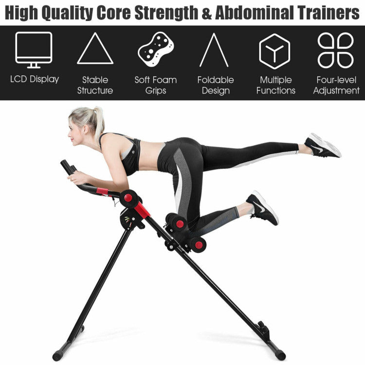 Folding Abdominal Workout Equipment with LCD Monitor for Home and Gym