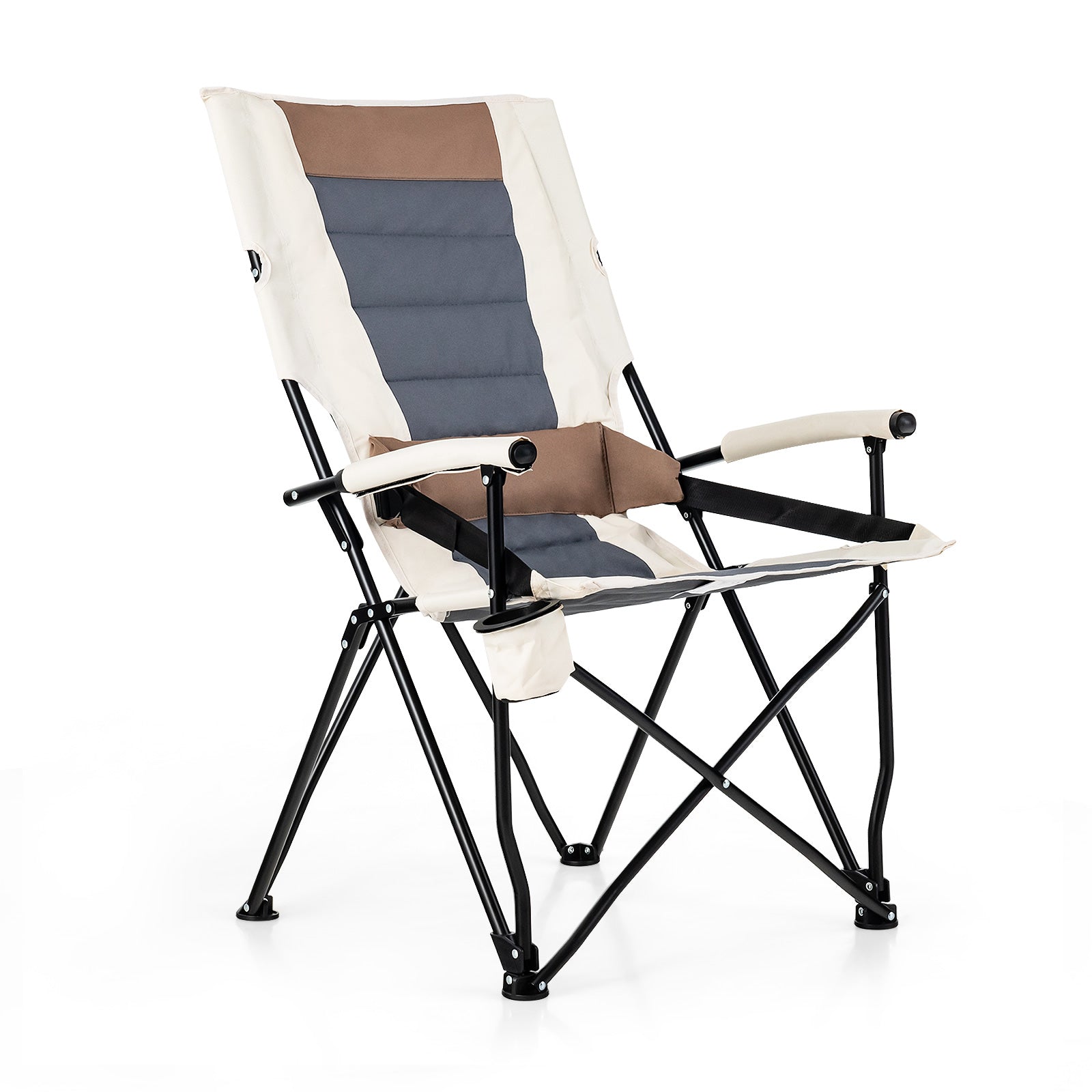 Foldable and Adjustable Camping Chair with Cup Holder for Outdoor Fishing