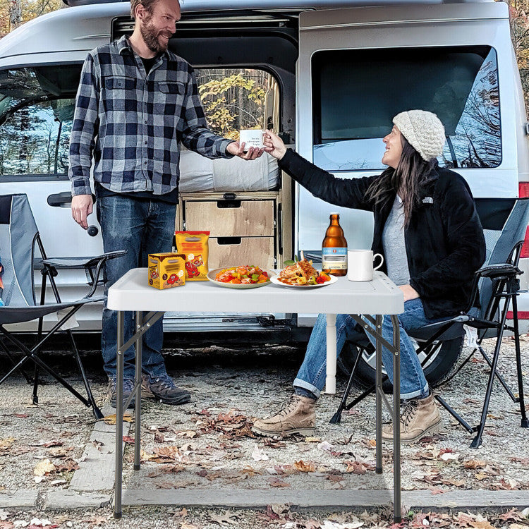 Folding Camping Fish Cleaning Table with Grid Rack and Faucet