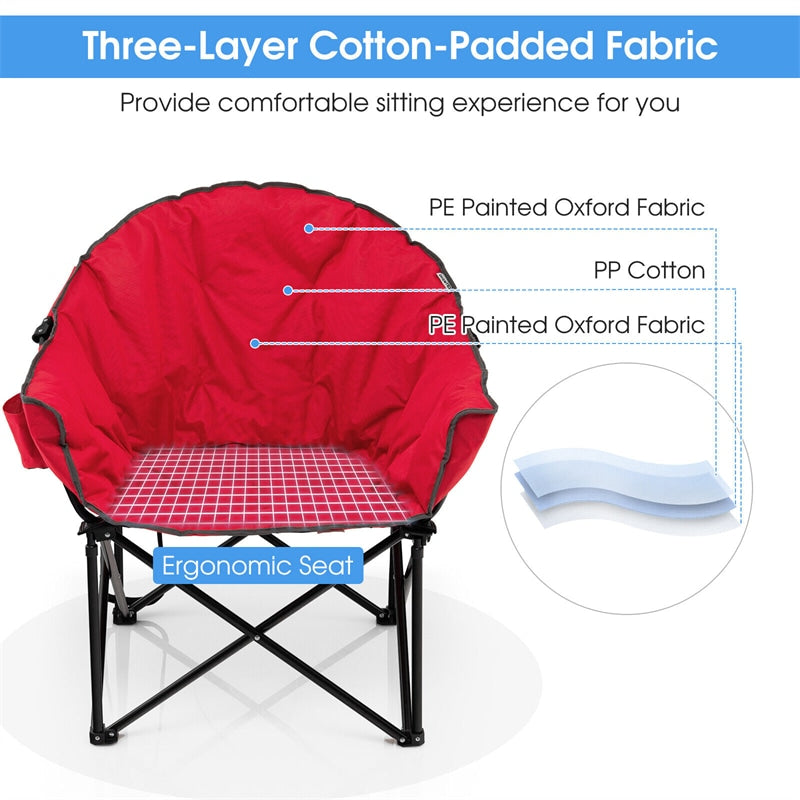 Folding Camping Moon Padded Chair with Carry Bag