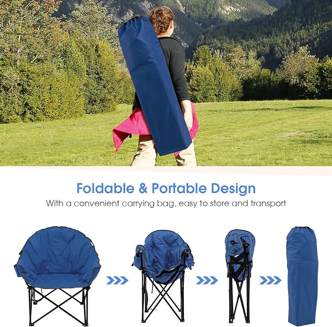 Folding Camping Moon Padded Chair with Carrying Bag