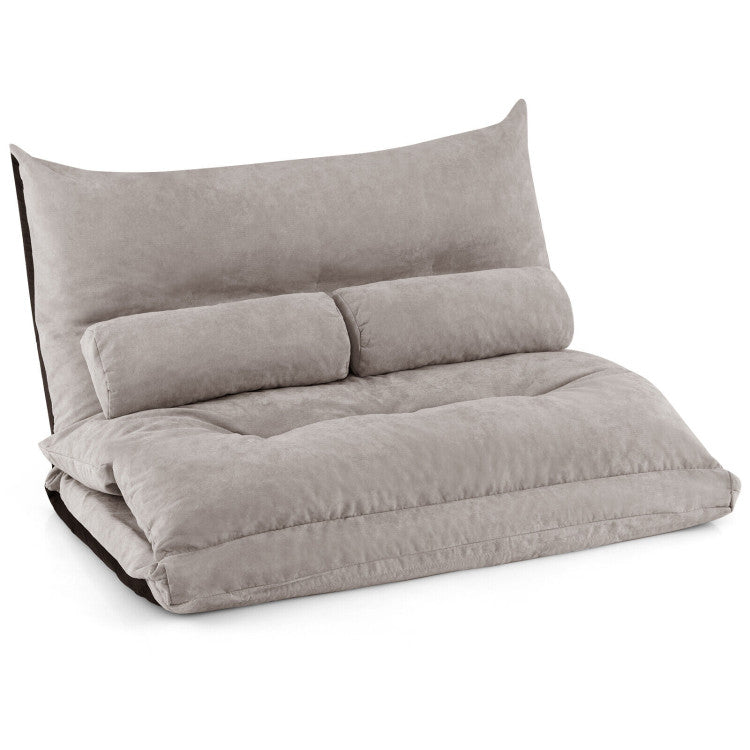 Folding Floor Sofa Bed with 2 Lumbar Pillows and Adjustable Backrest