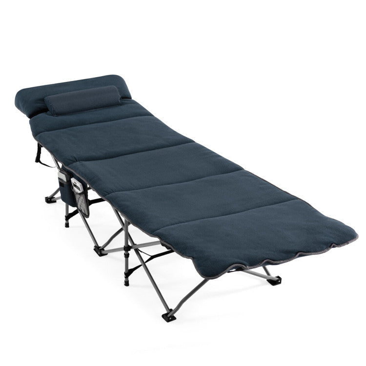 Folding Retractable Travel Camping Cot Sleeping Bed with Mattress and Carry Bag